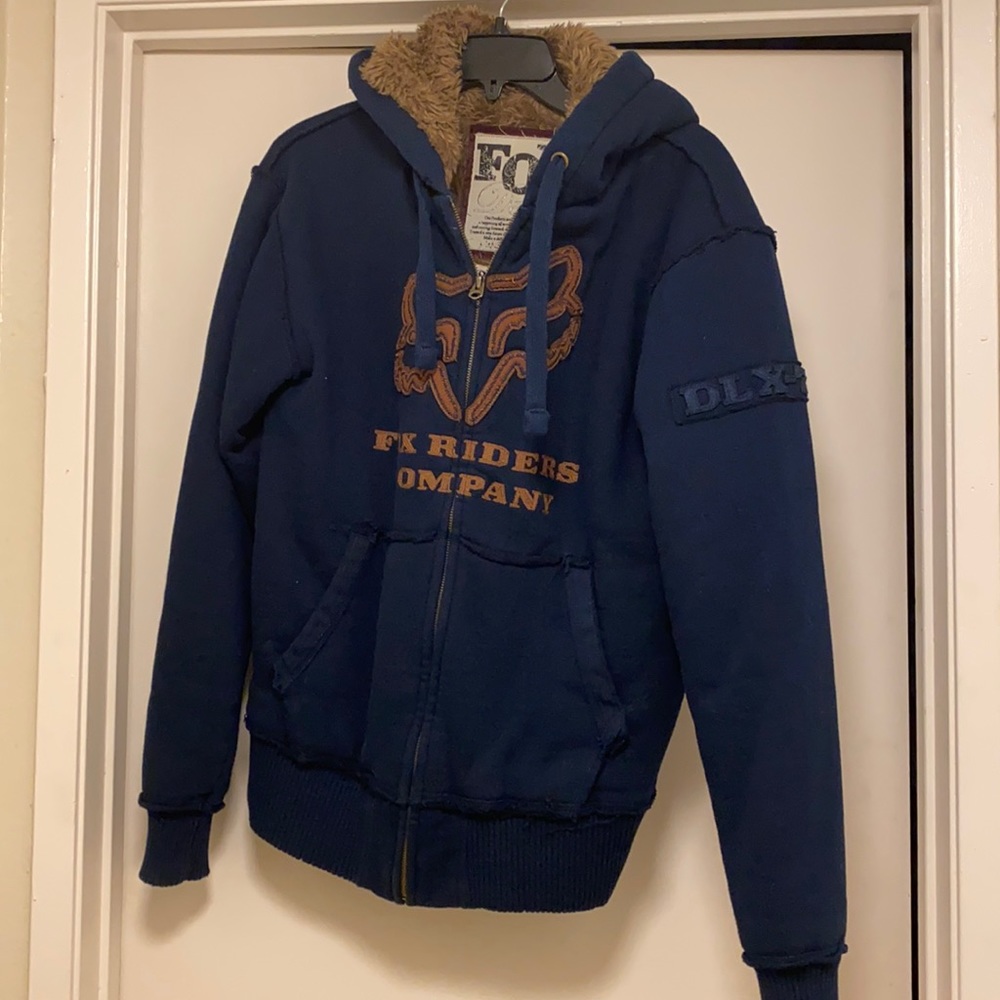 “FOX” zipper front fur lined jacket w/hood